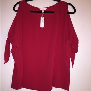NWT Charming Charlie's red cold shoulder blouse!